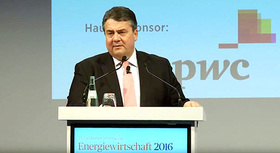 Federal Minister Sigmar Gabriel during his speech at the Handelsblatt’s &#034;Energy Industry 2016&#034; conference in Berlin on 19 January 2016.