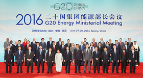 G20 Energy Minister pose for a group photo in Beijing.