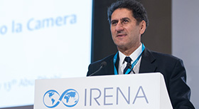 Director-General of IRENA Francesco La Camera during his presentation of the study entitled ‘Renewable Energy and Jobs – Annual Review 2019’.