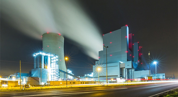 power plant at night