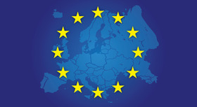 Bild zeigt Europakarte mit den Sternen der Europaflagge