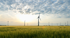 Windkraftanalgen auf Feldern